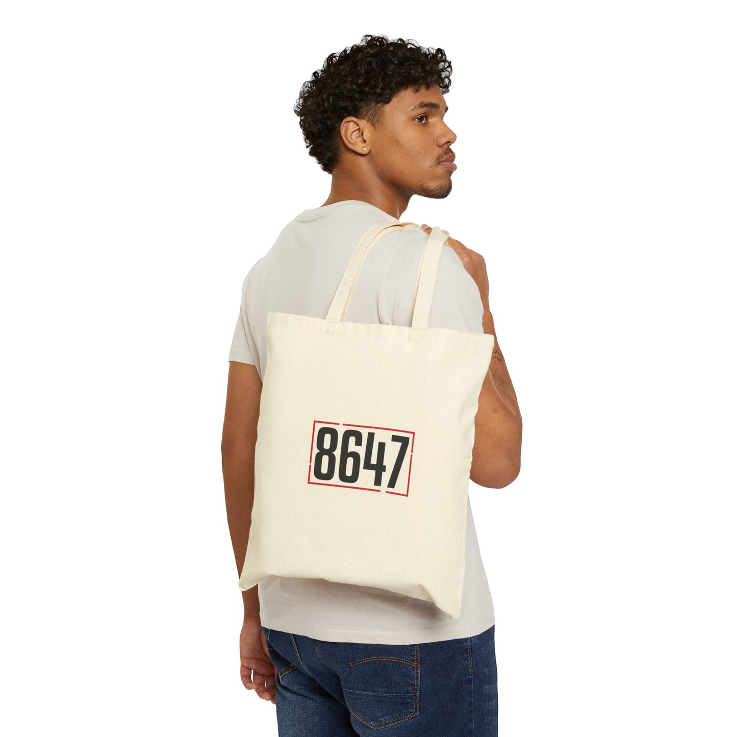 8647 Stencil Tote | political typography, minimalist civic expression