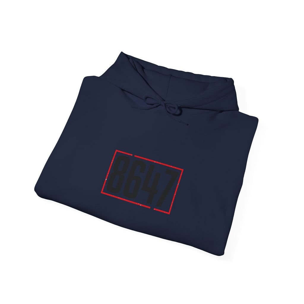 8647 Political Typography Hoodie | Stencil, Distressed Civic Expression