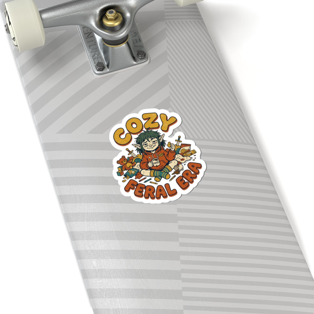 Cozy Feral Era Sticker | chaotic-cute vintage mascot, introvert
