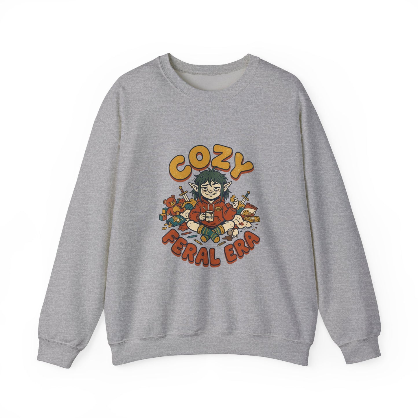 Cozy Feral Era Sweatshirt | chaotic cute raccoon opossum vintage mascot