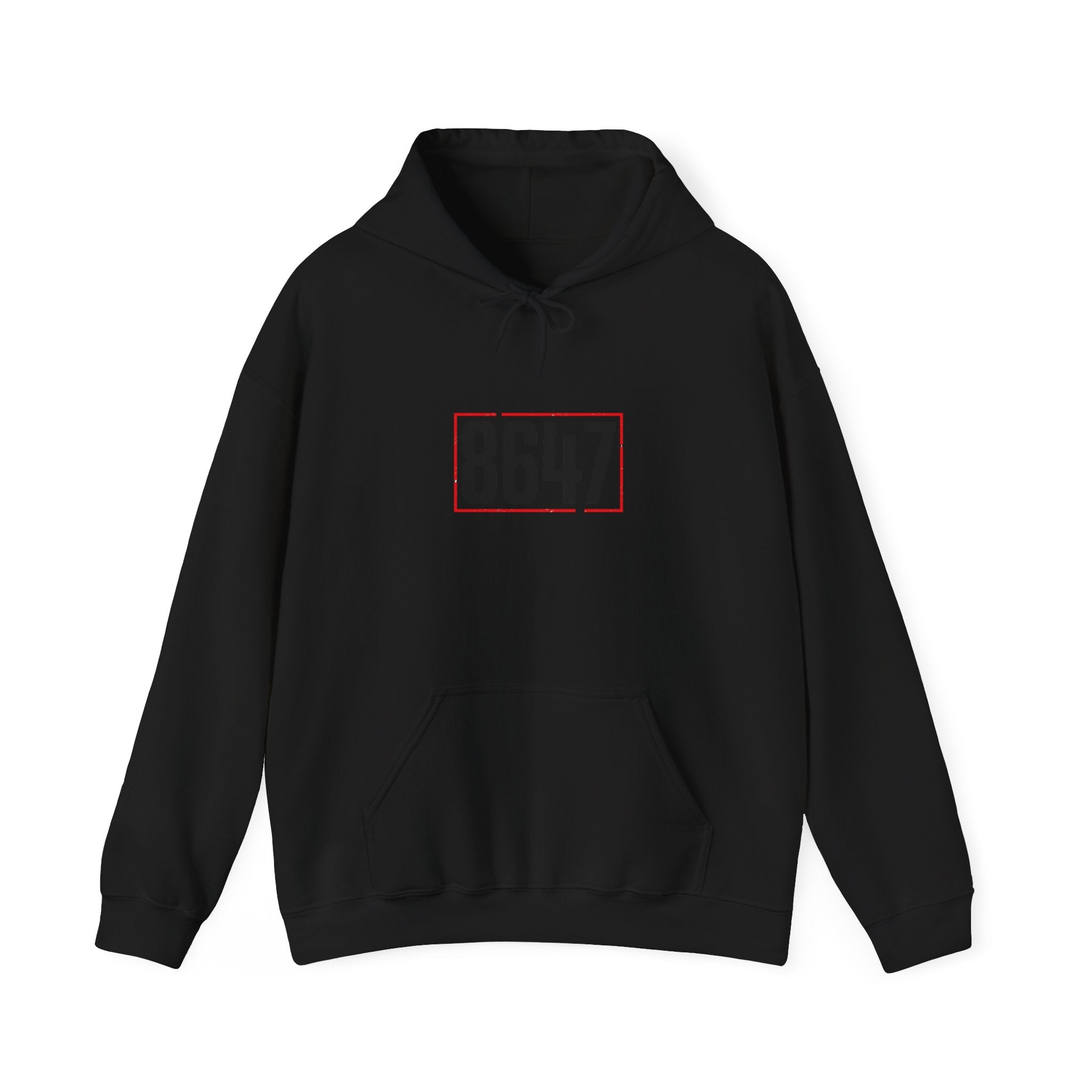 8647 Political Typography Hoodie | Stencil, Distressed Civic Expression