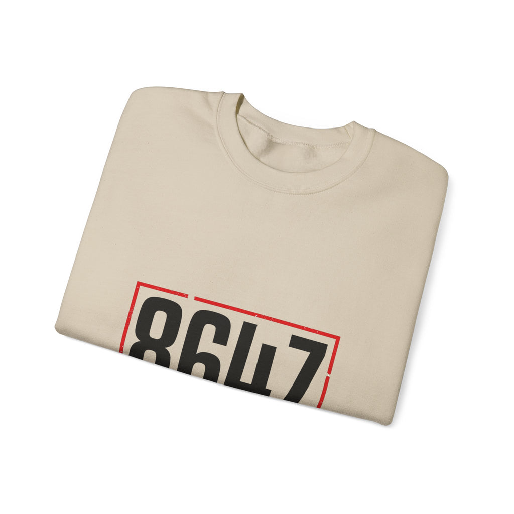8647 Political Typography Crewneck, stencil distressed civic expression sweatshirt