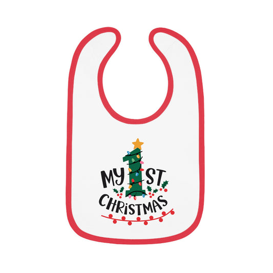 1st Christmas Baby Contrast Trim Jersey Bib