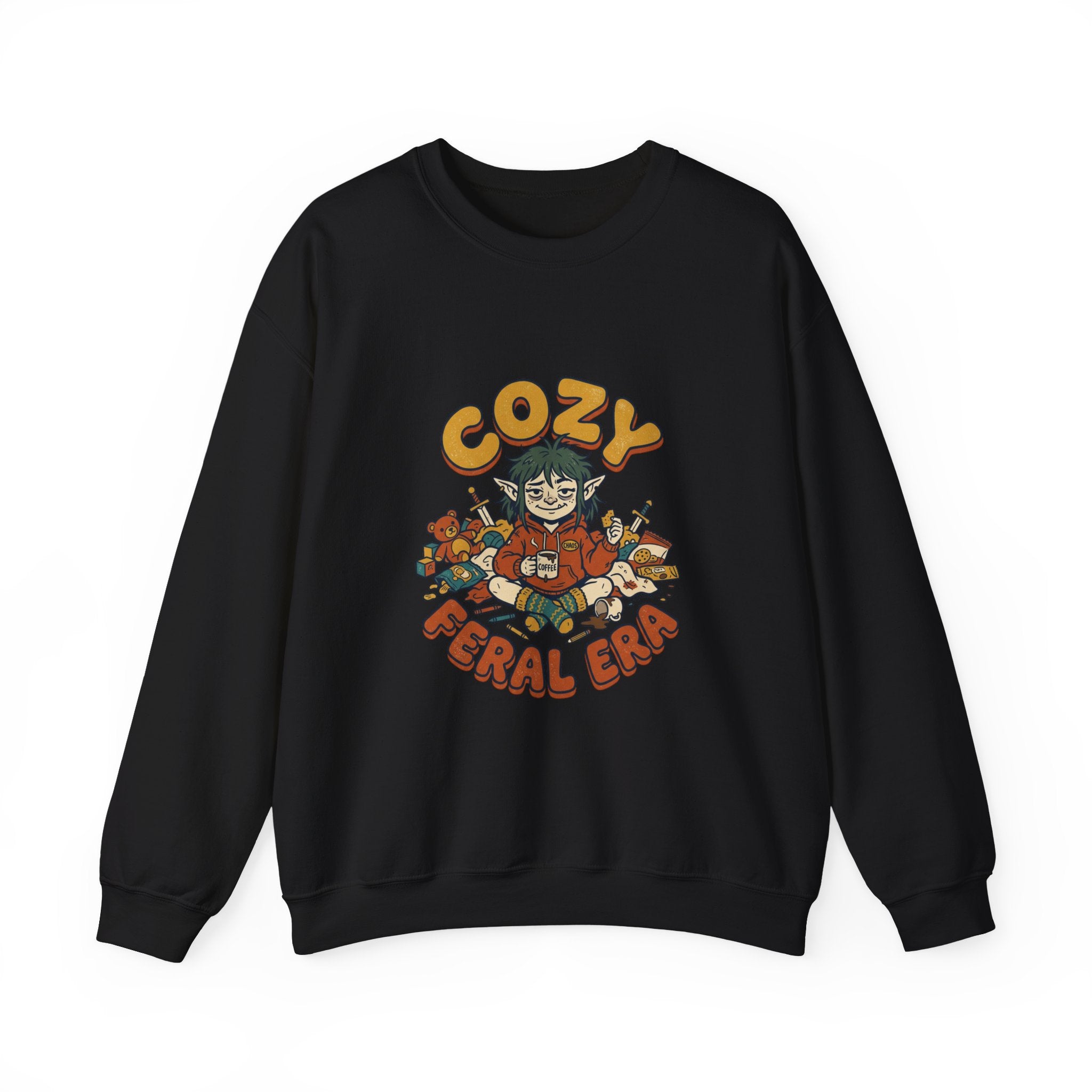 Cozy Feral Era Sweatshirt | chaotic cute raccoon opossum vintage mascot