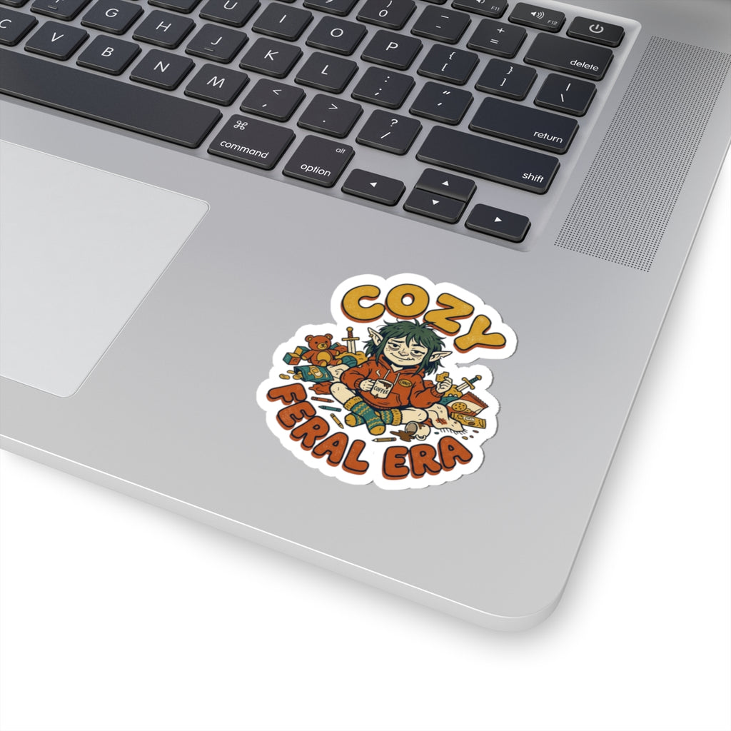 Cozy Feral Era Sticker | chaotic-cute vintage mascot, introvert