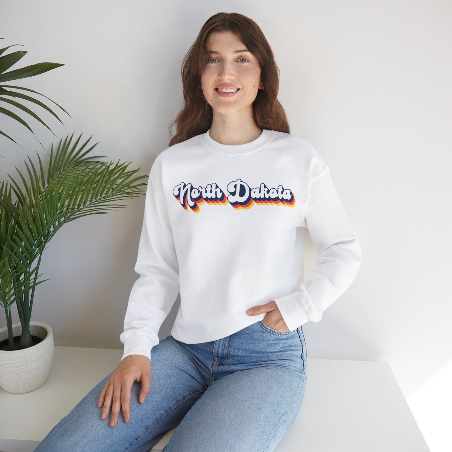 Retro North Dakota Crewneck Sweatshirt