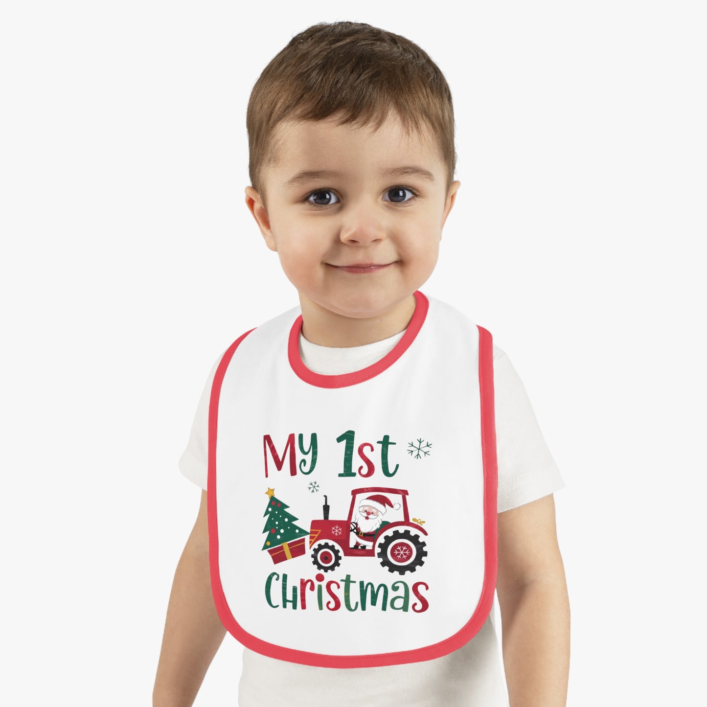 1st Christmas Baby Contrast Trim Jersey Bib