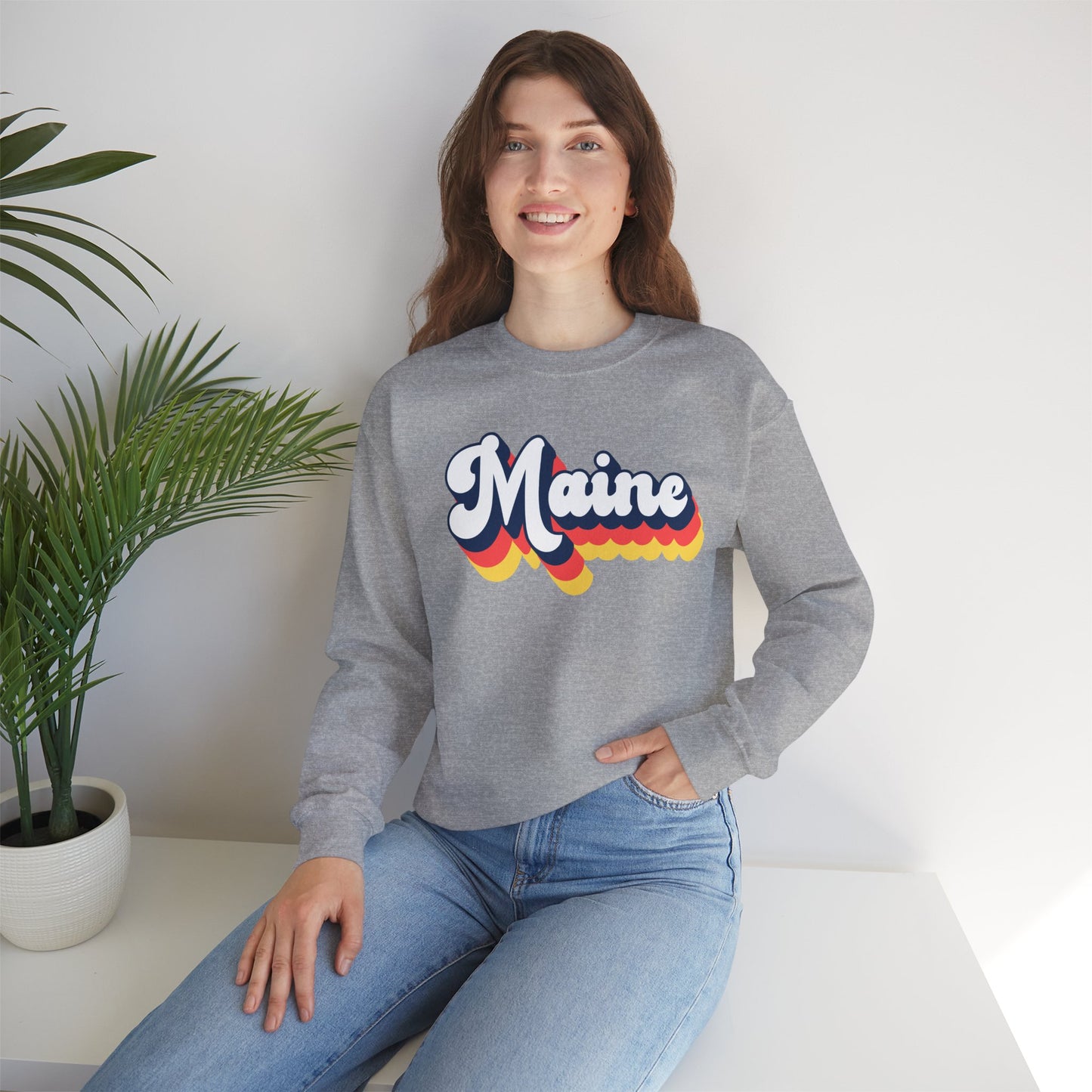 Retro Maine Crewneck Sweatshirt