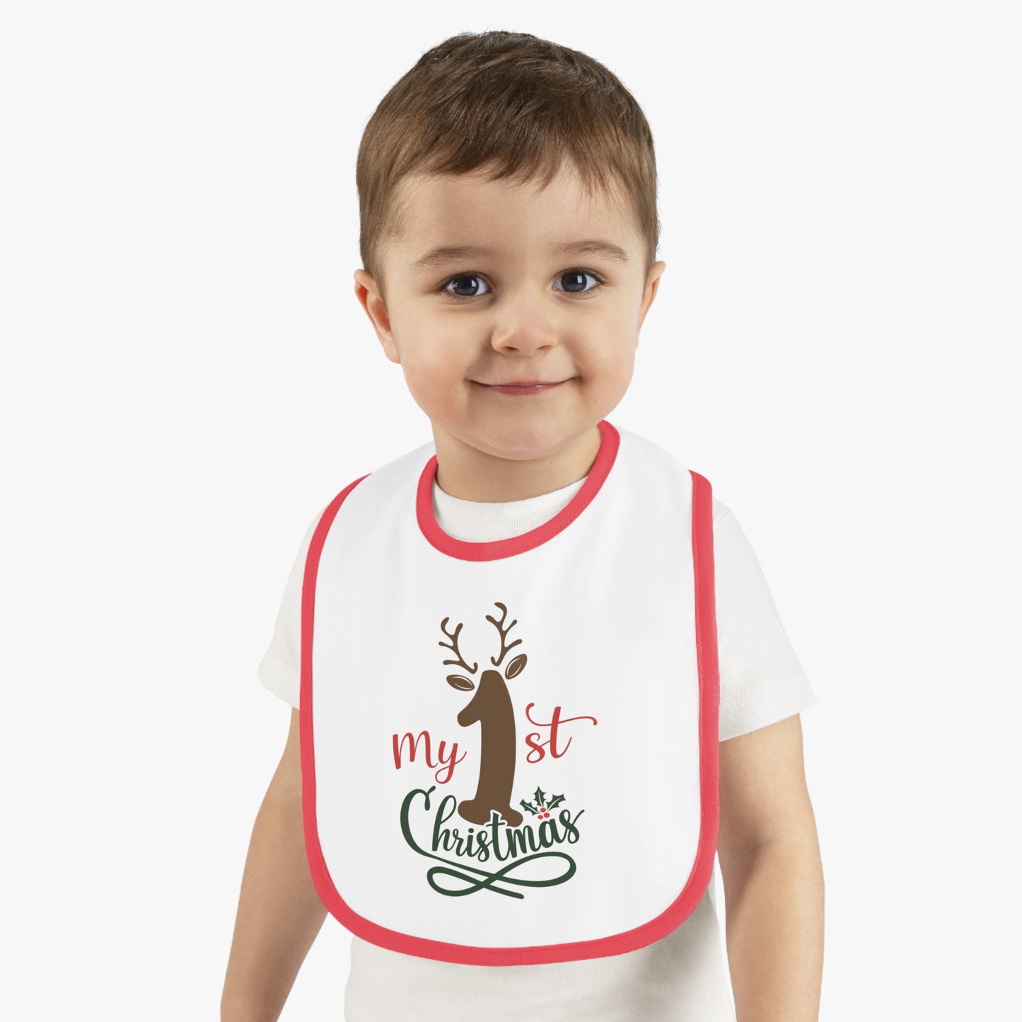 1st Christmas Baby Contrast Trim Jersey Bib