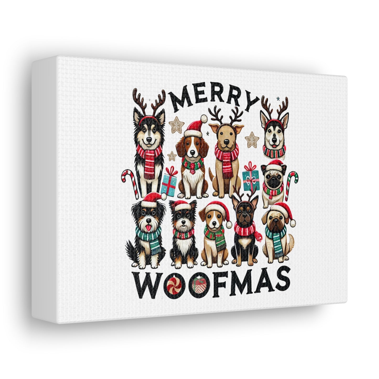 Canvas Gallery Wraps, Christmas Dog Wall Art, Holiday Decor, Pet Lovers Gift, Festive Puppy Sign, Xmas Canine Decor, Seasonal Home