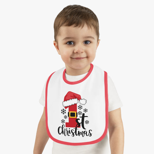 1st Christmas Baby Contrast Trim Jersey Bib