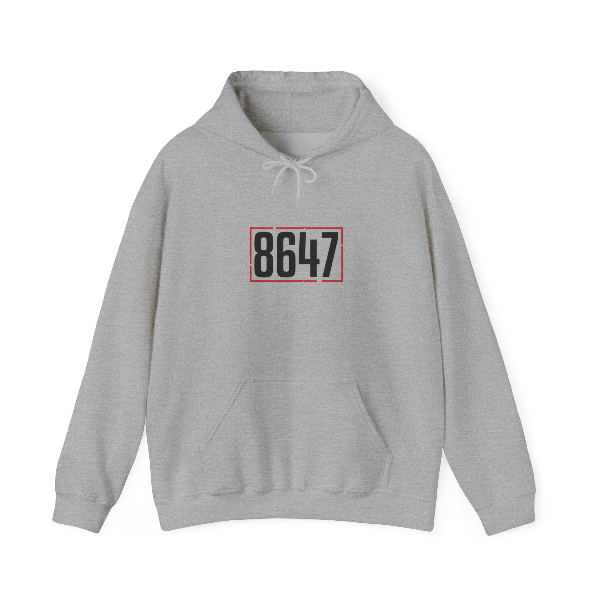 8647 Political Typography Hoodie | Stencil, Distressed Civic Expression