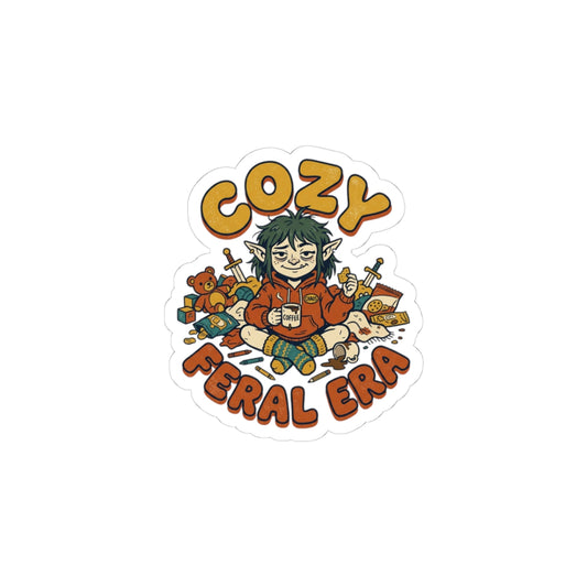 Cozy Feral Era Sticker | chaotic-cute vintage mascot, introvert