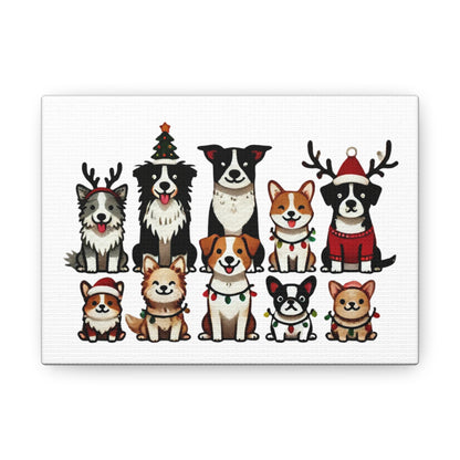 Canvas Gallery Wraps - Holiday Dog Breeds Art Print, Christmas Pet Decor, Festive Puppy Wall Decor, Dog Lover Gift, Winter Pet Portrait