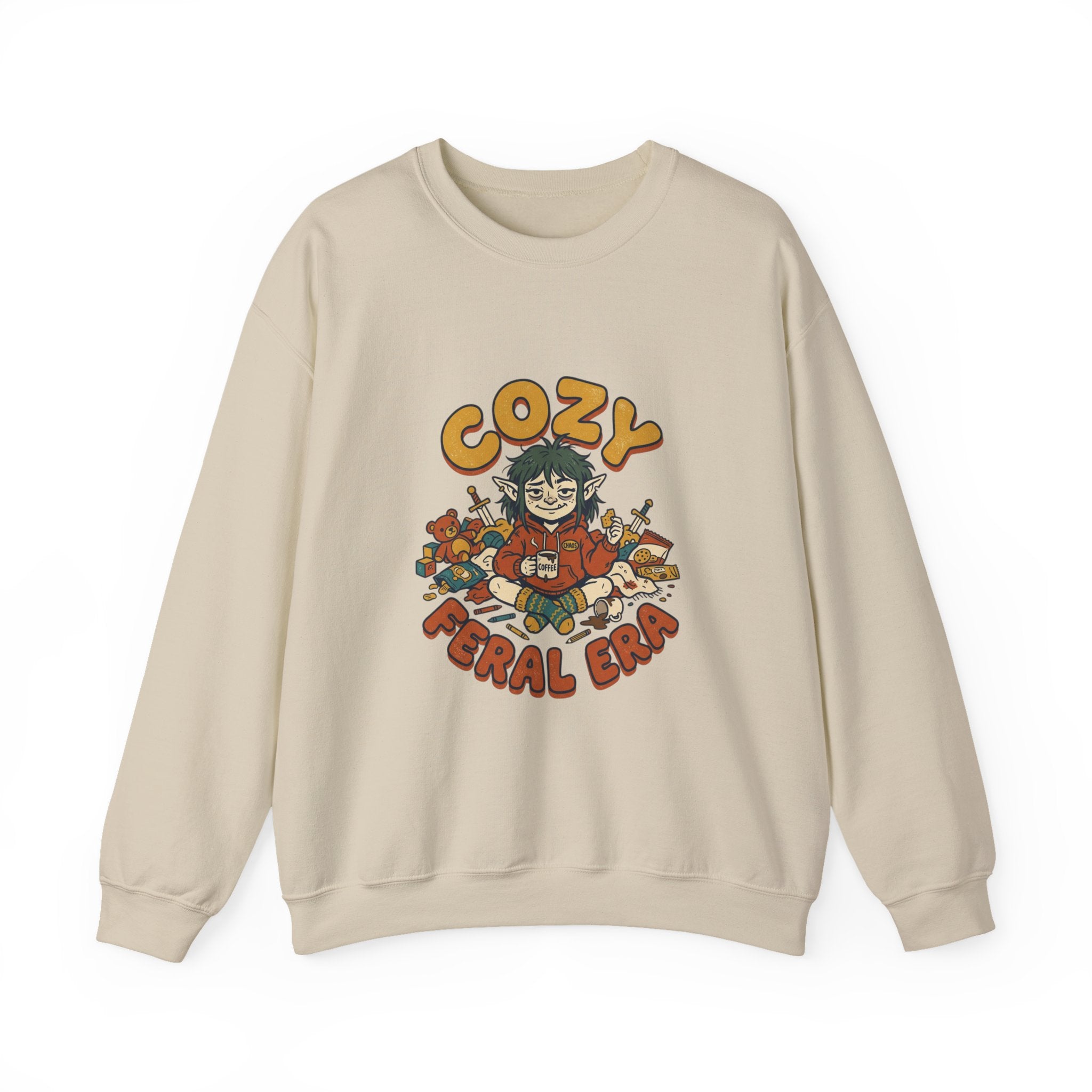 Cozy Feral Era Sweatshirt | chaotic cute raccoon opossum vintage mascot