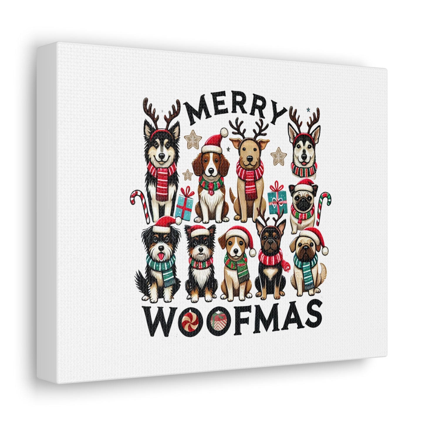 Canvas Gallery Wraps, Christmas Dog Wall Art, Holiday Decor, Pet Lovers Gift, Festive Puppy Sign, Xmas Canine Decor, Seasonal Home