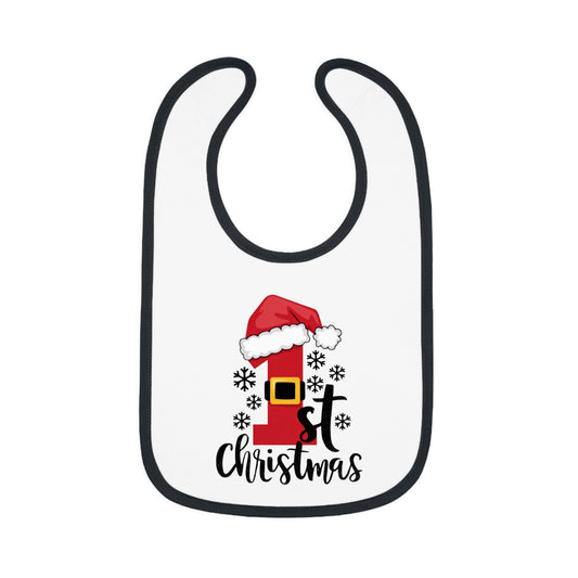 1st Christmas Baby Contrast Trim Jersey Bib