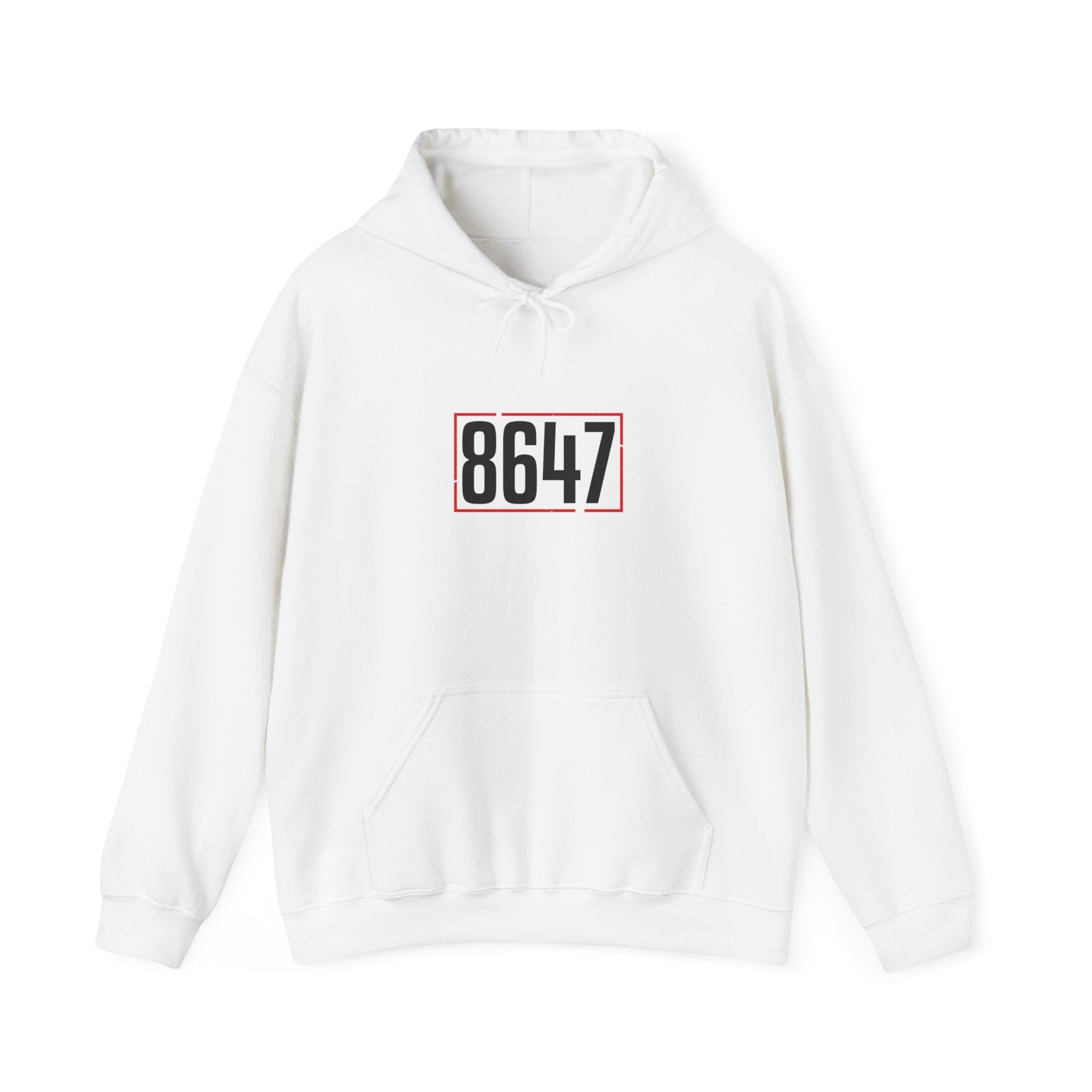 8647 Political Typography Hoodie | Stencil, Distressed Civic Expression