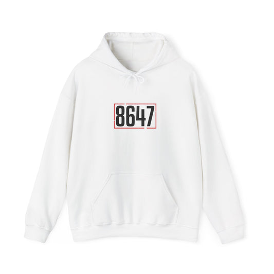 8647 Political Typography Hoodie | Stencil, Distressed Civic Expression