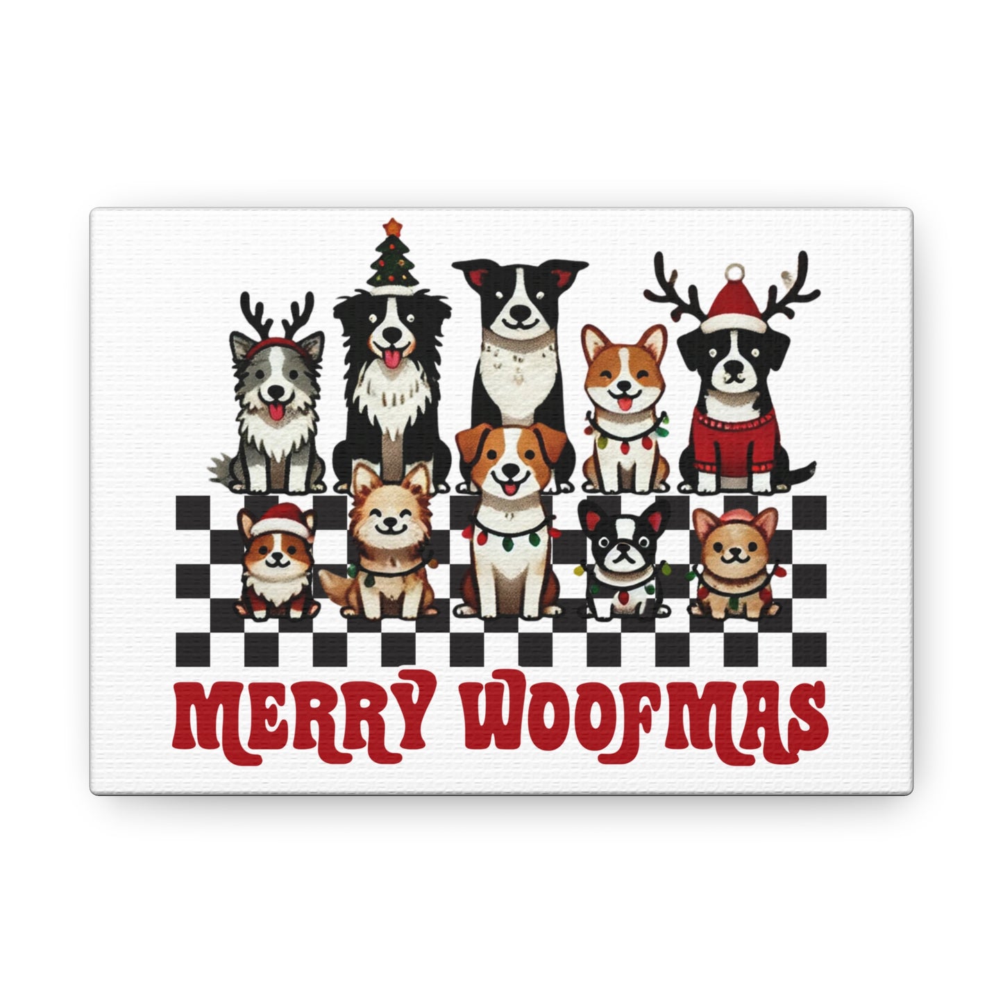 Canvas Gallery Wraps, Christmas Dog Sign, Merry Woffmas Holiday Decor, Festive Dog Lover Gift, Pet Owner Wall Art, Cute Puppy Decor, Home