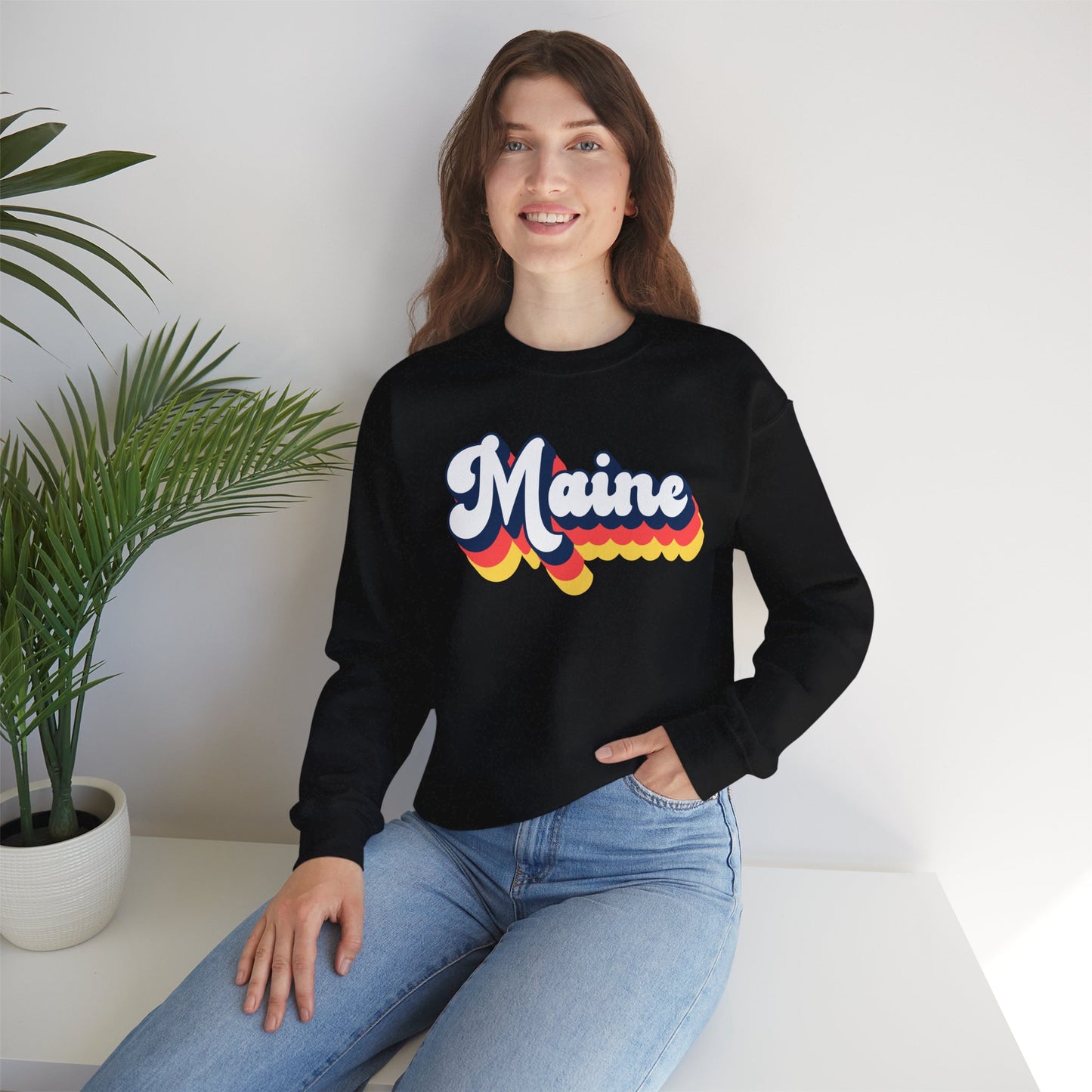 Retro Maine Crewneck Sweatshirt