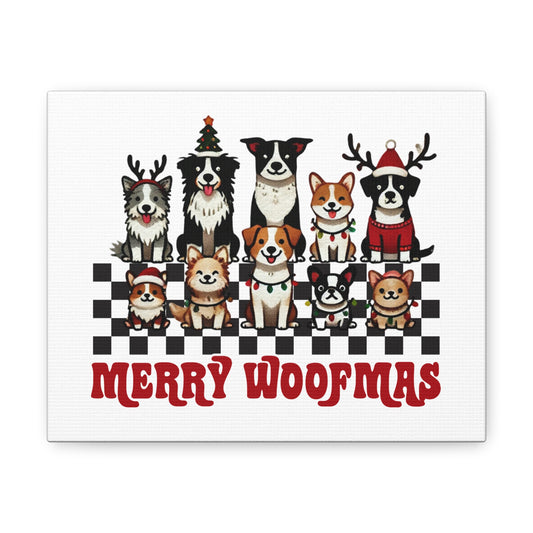 Canvas Gallery Wraps, Christmas Dog Sign, Merry Woffmas Holiday Decor, Festive Dog Lover Gift, Pet Owner Wall Art, Cute Puppy Decor, Home