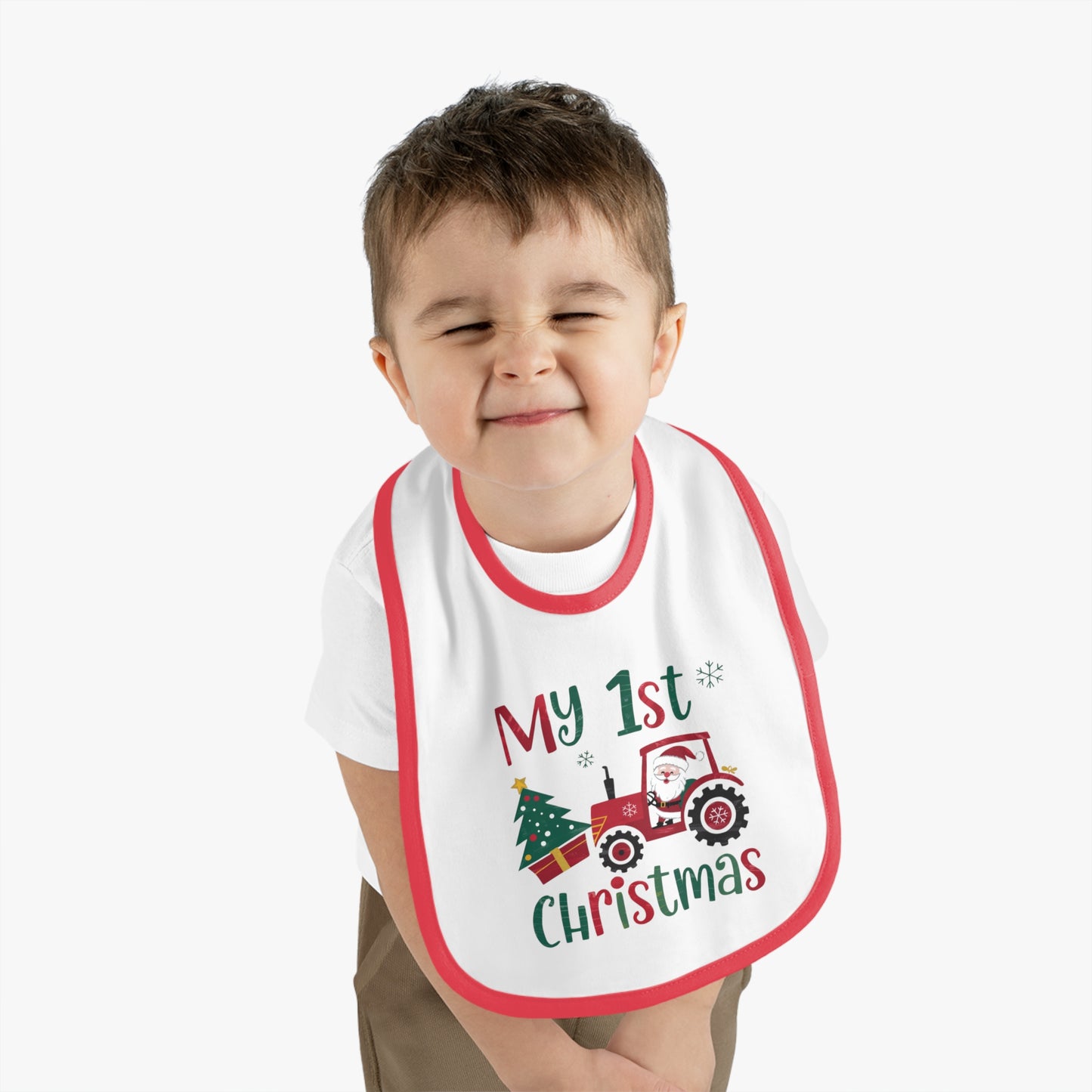 1st Christmas Baby Contrast Trim Jersey Bib