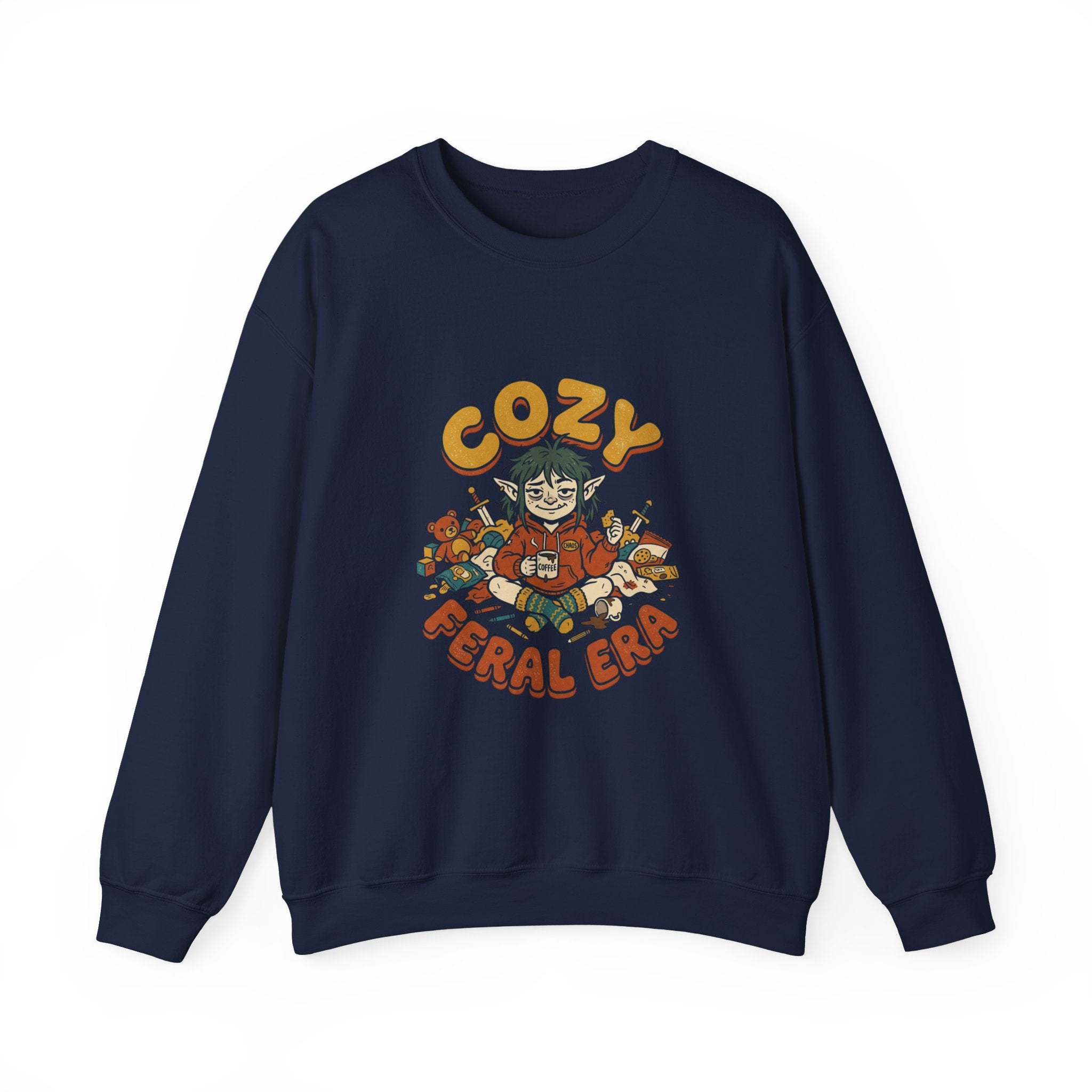 Cozy Feral Era Sweatshirt | chaotic cute raccoon opossum vintage mascot