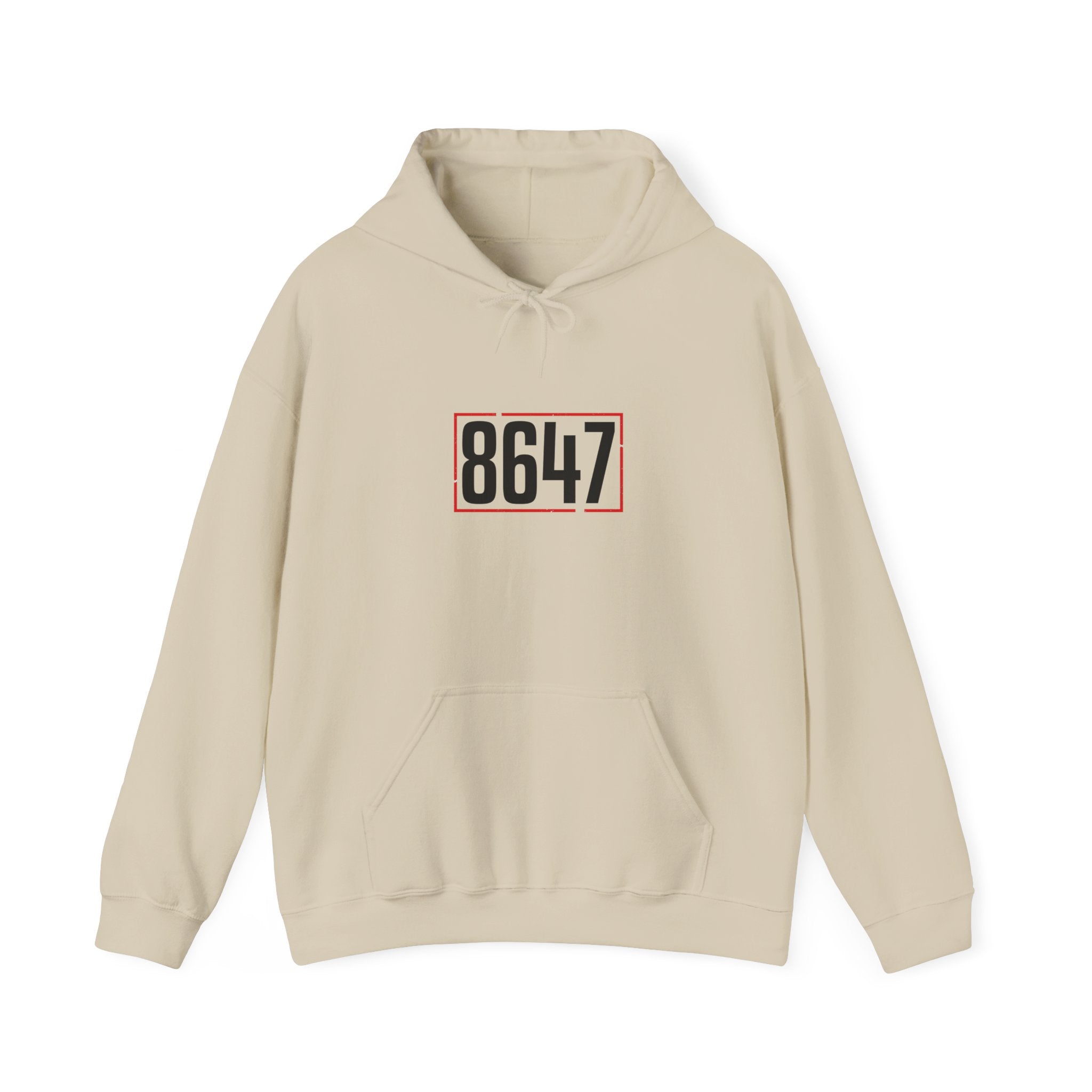 8647 Political Typography Hoodie | Stencil, Distressed Civic Expression