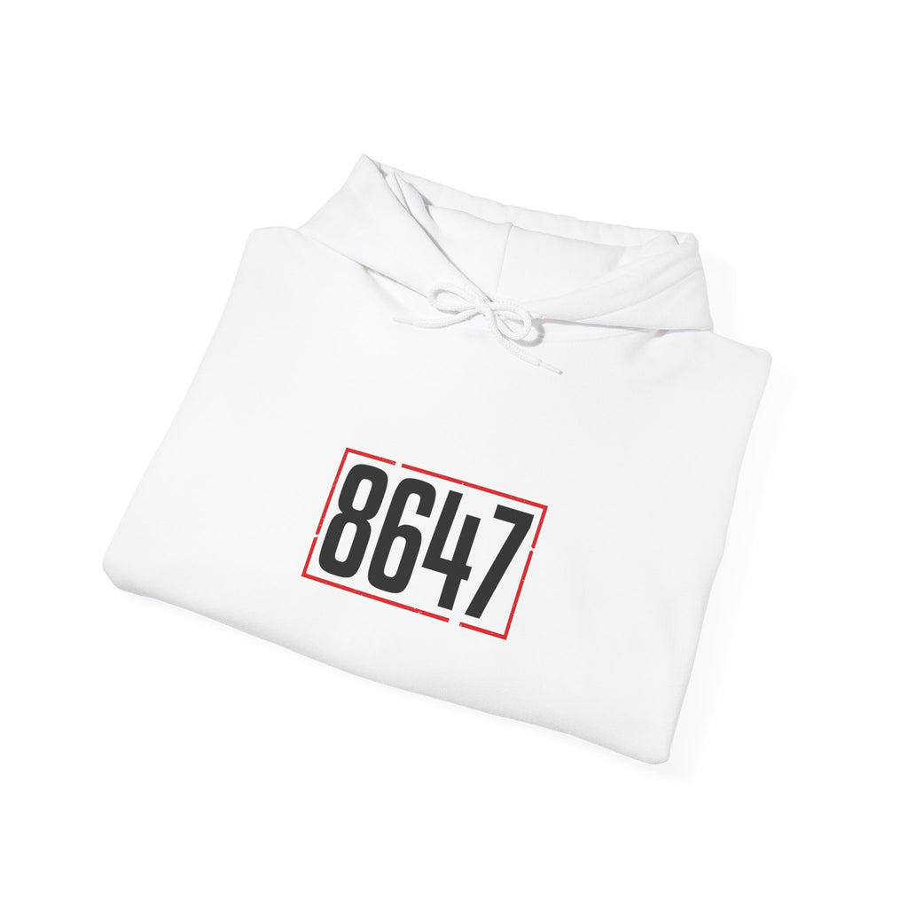 8647 Political Typography Hoodie | Stencil, Distressed Civic Expression