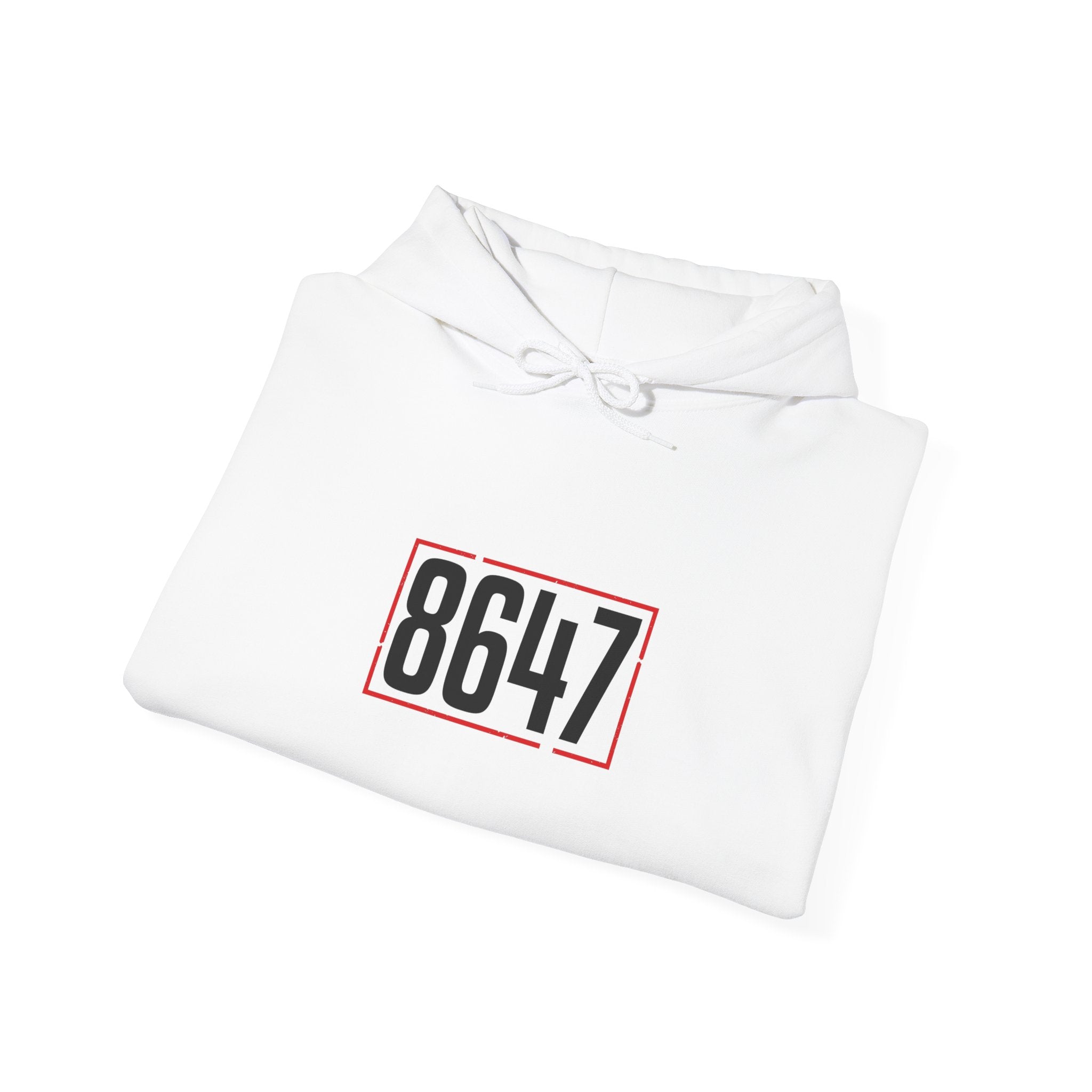 8647 Political Typography Hoodie | Stencil, Distressed Civic Expression