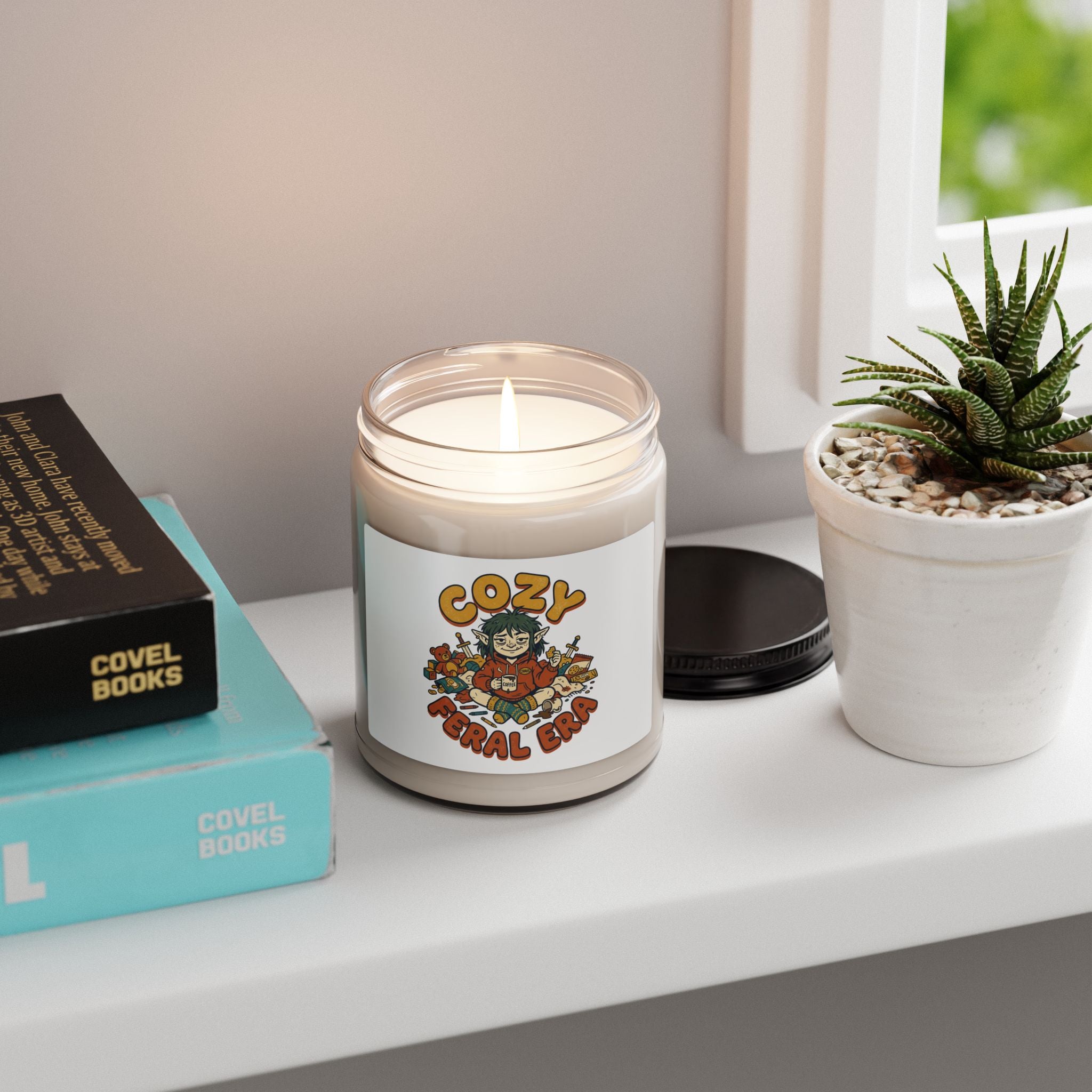 Cozy Feral Era Candle, Soy Jar, chaotic cute raccoon vibes