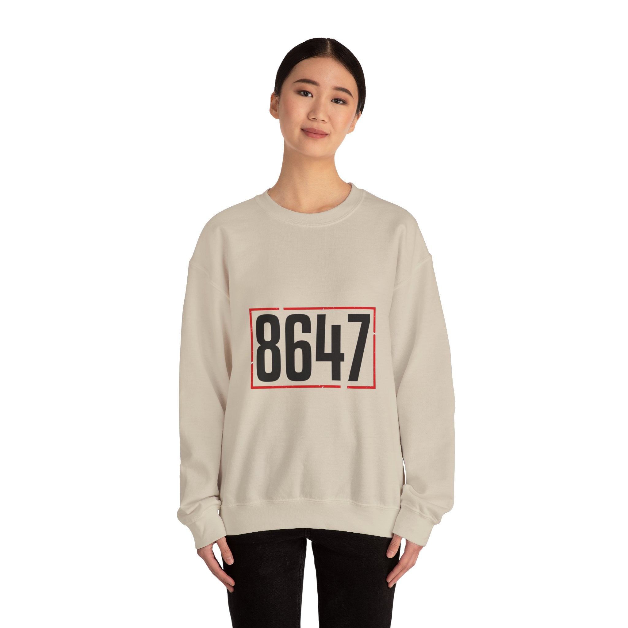 8647 Political Typography Crewneck, stencil distressed civic expression sweatshirt