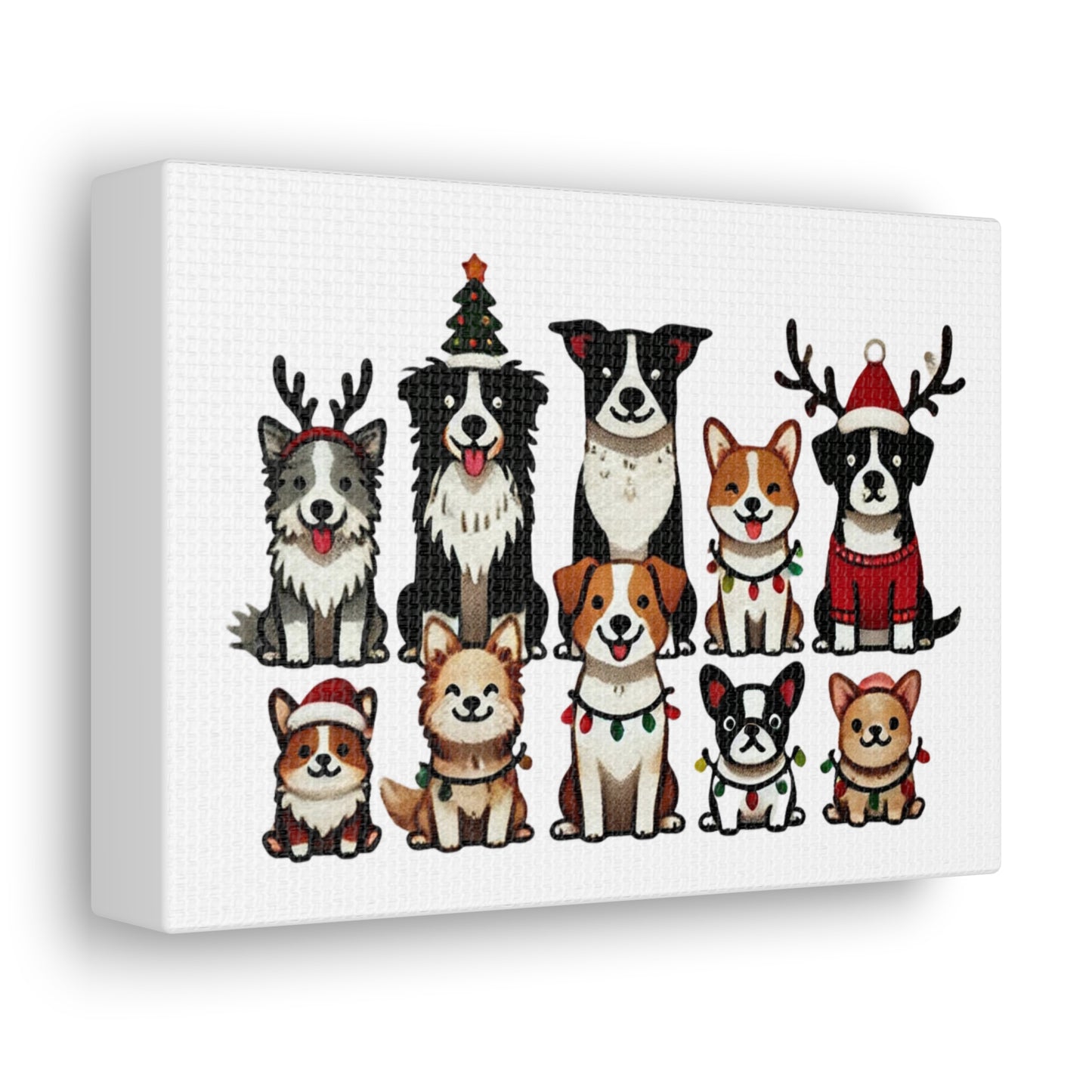 Canvas Gallery Wraps - Holiday Dog Breeds Art Print, Christmas Pet Decor, Festive Puppy Wall Decor, Dog Lover Gift, Winter Pet Portrait