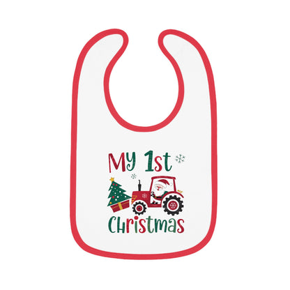 1st Christmas Baby Contrast Trim Jersey Bib