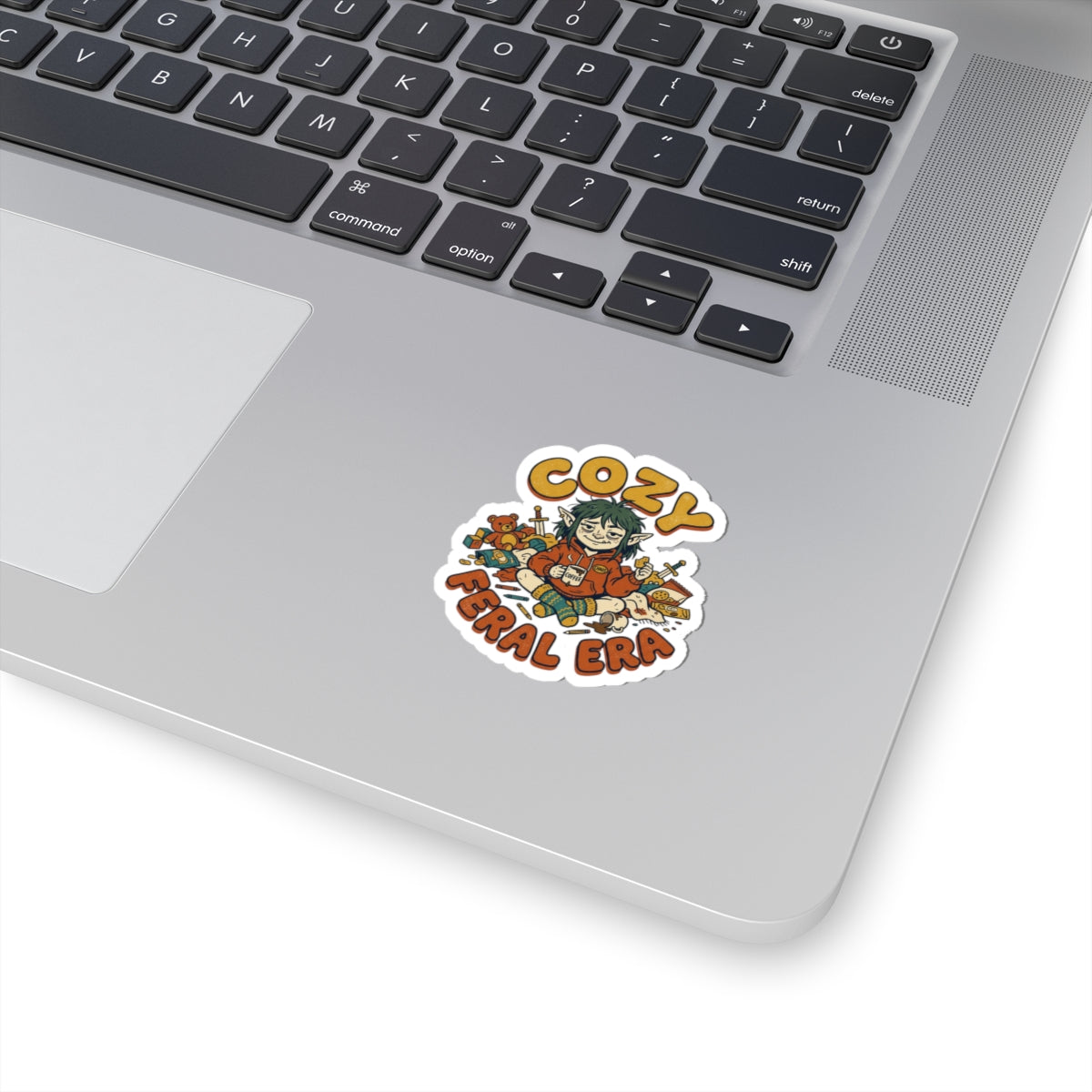 Cozy Feral Era Sticker | chaotic-cute vintage mascot, introvert
