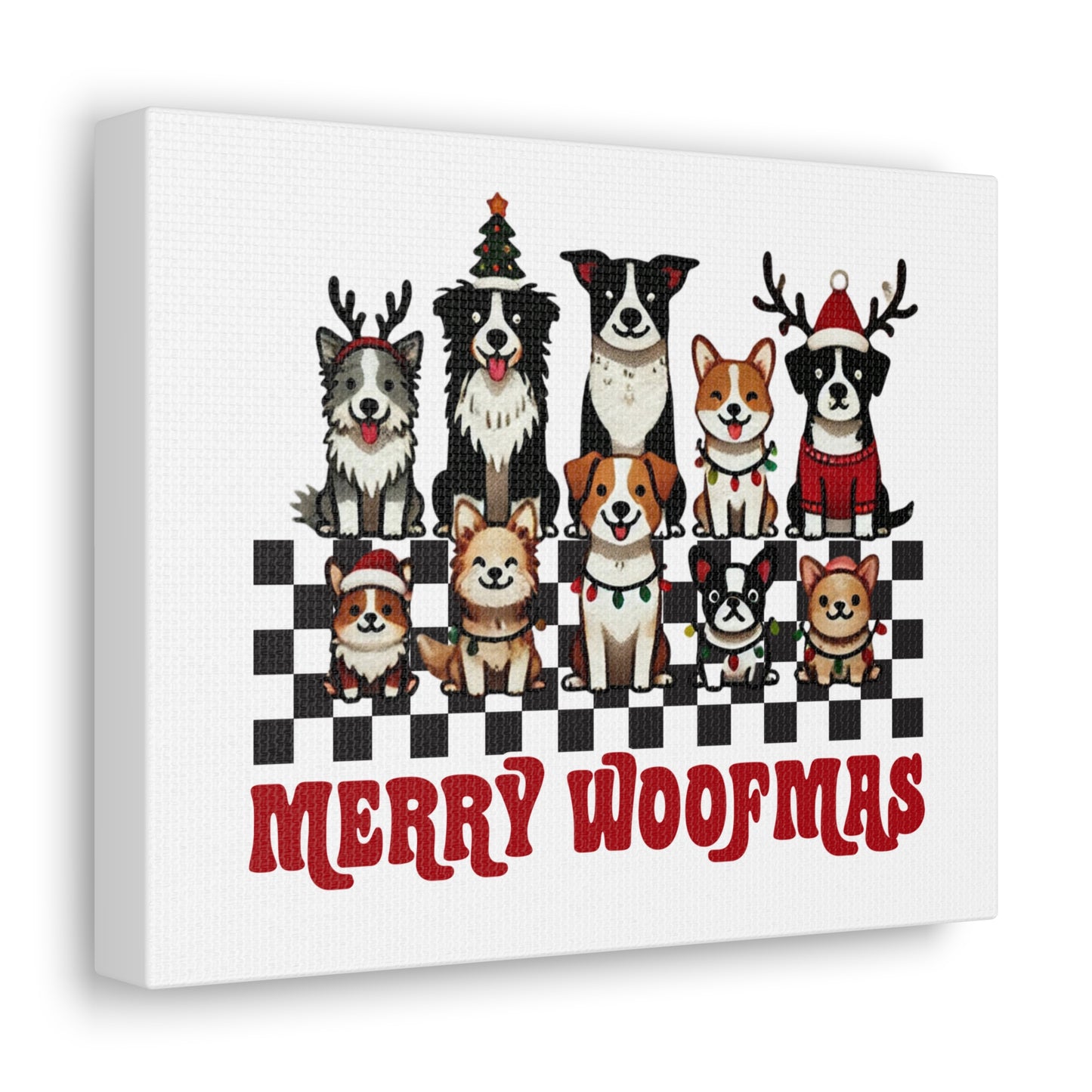 Canvas Gallery Wraps, Christmas Dog Sign, Merry Woffmas Holiday Decor, Festive Dog Lover Gift, Pet Owner Wall Art, Cute Puppy Decor, Home