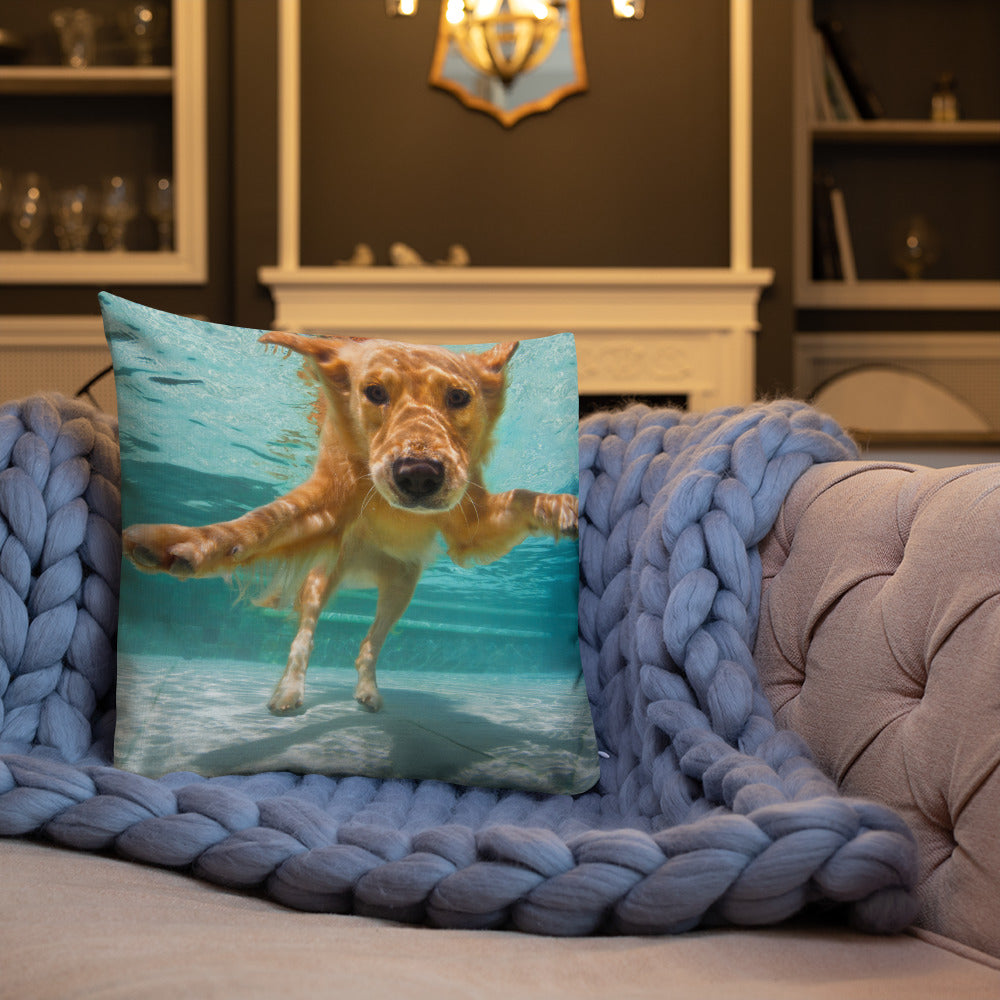 Swimming Labrador Premium Pillow