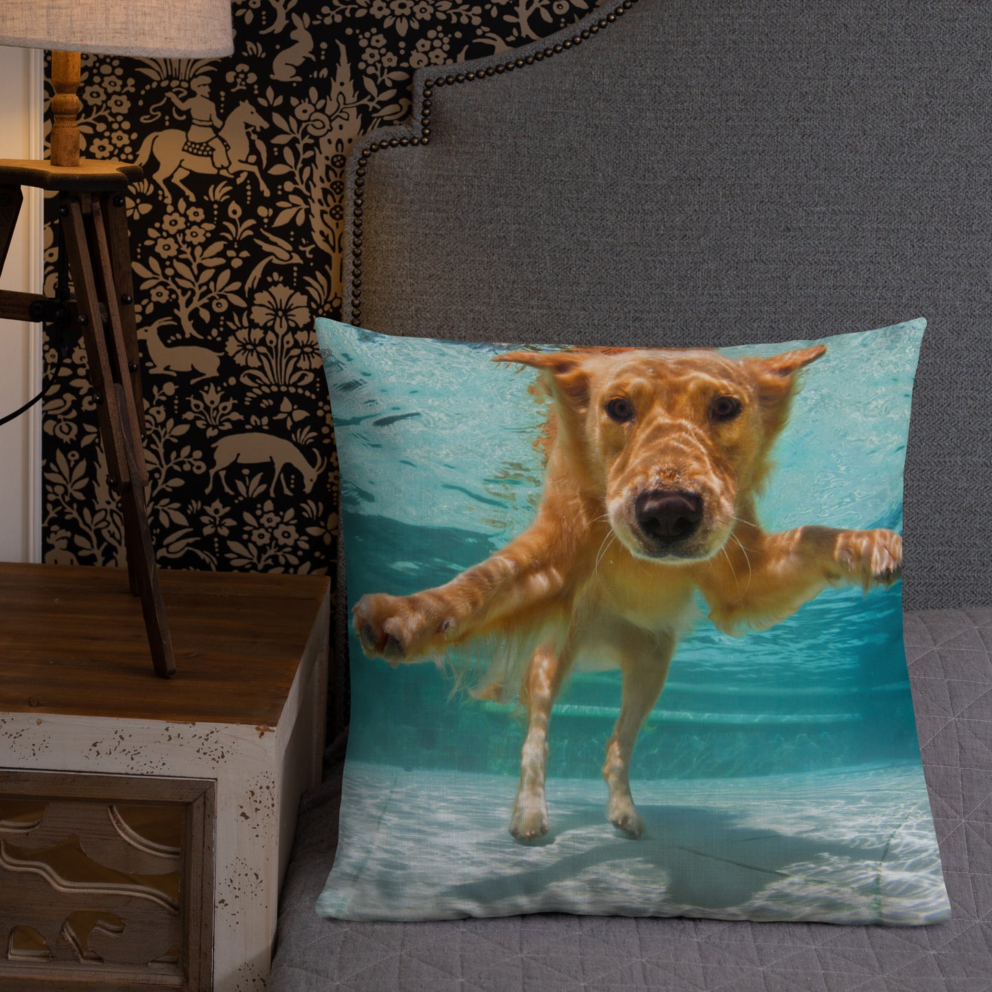 Swimming Labrador Premium Pillow