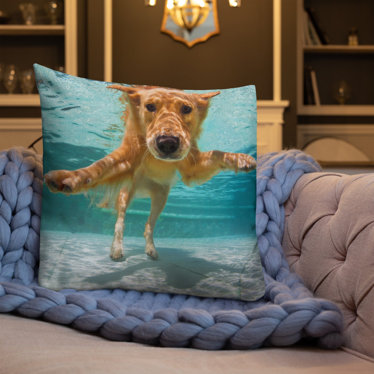 Swimming Labrador Premium Pillow