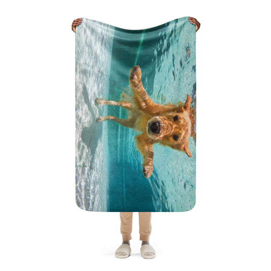 Swimming Labrador Sherpa blanket