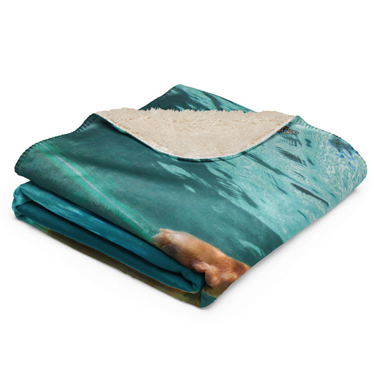 Swimming Labrador Sherpa blanket